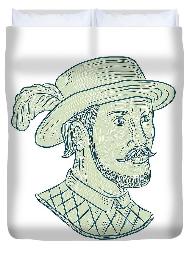 645x853 Juan Ponce De Leon Explorer Drawing Duvet Cover For Sale - Explorer Drawing