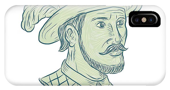 592x316 Juan Ponce De Leon Explorer Drawing Iphone X Case For Sale - Explorer Drawing
