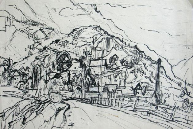 629x422 Julius W Schulein Signed Drawing German Expressionism - Expressionism Drawing