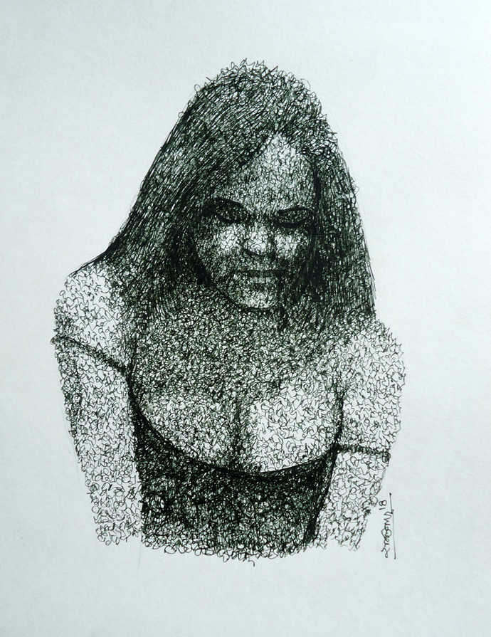 690x895 Feel - Expressionism Drawing