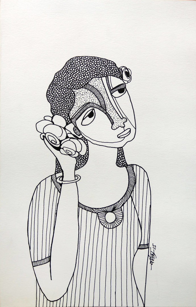 690x1078 All Roses Are Mine - Expressionism Drawing