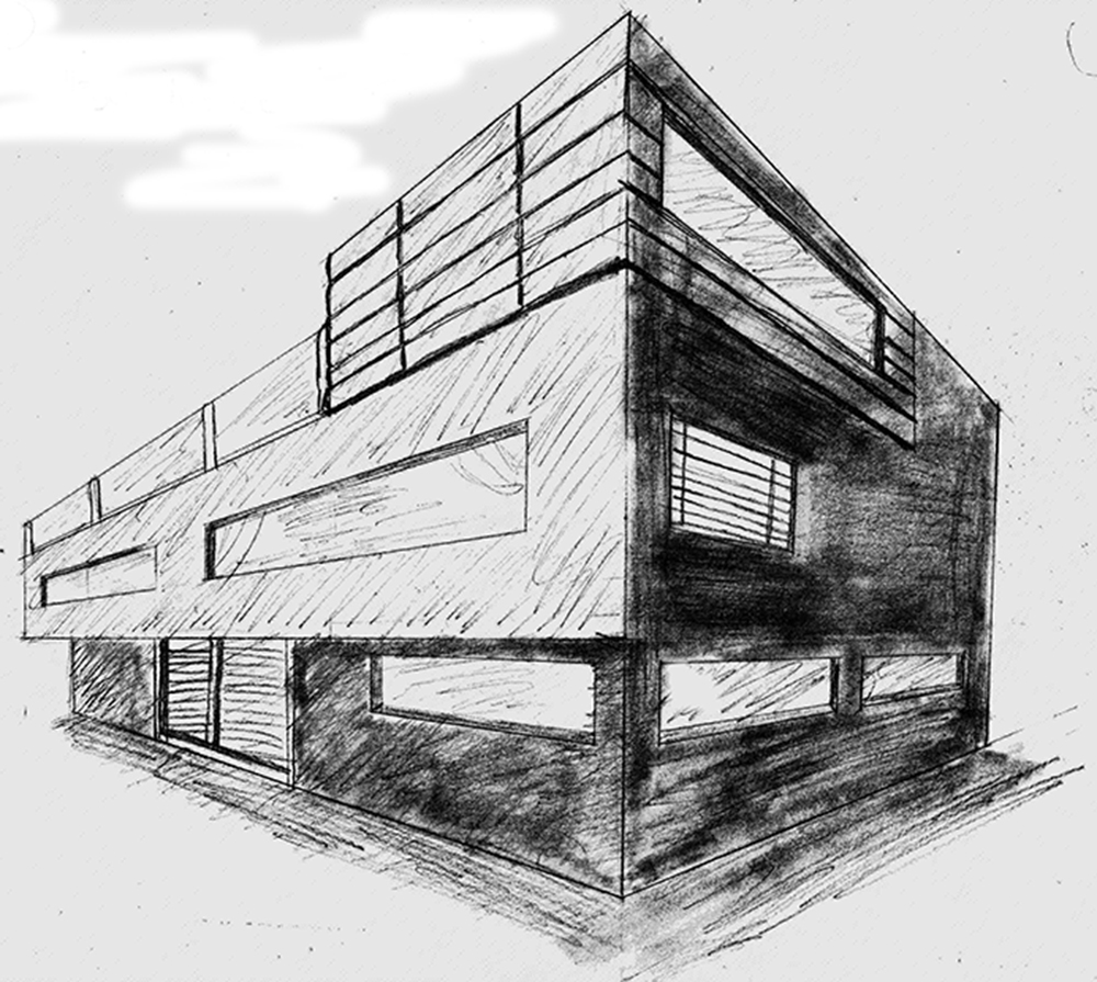 1000x895 interior and exterior spaces with drawing techniques - Exterior Drawing