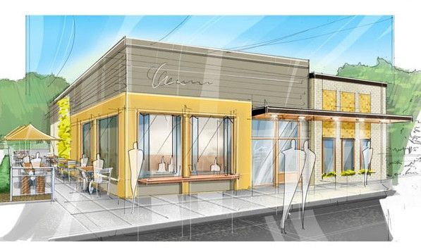 597x358 concept architectural drawing restaurant - Exterior Drawing
