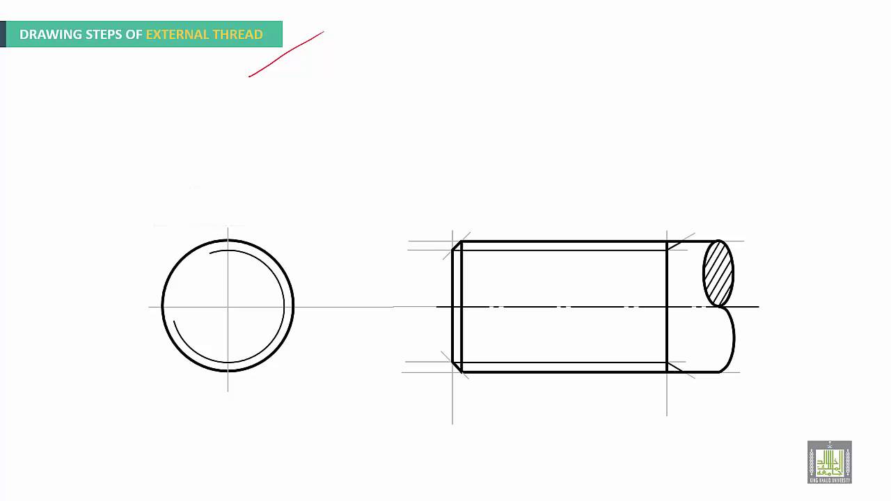 1280x720 Engineering Drawing Thread Drawing And Dimensioning - External Drawing