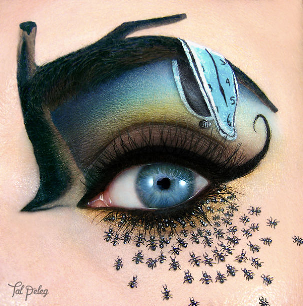 605x611 Israeli Artist Draws Amazing Make Up Art On Her Own Eyelids - Eye Art Drawing