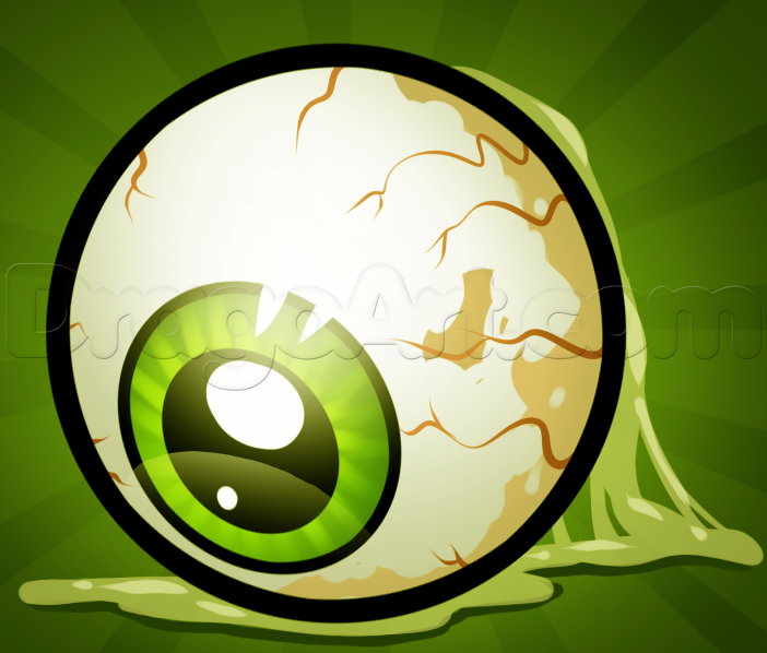 702x598 How To Draw A Halloween Eyeball, Step - Eye Ball Drawing