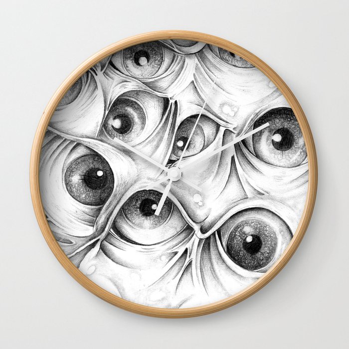 700x700 Trippy Abstract Eyeball Drawing Wall Clock - Eye Ball Drawing
