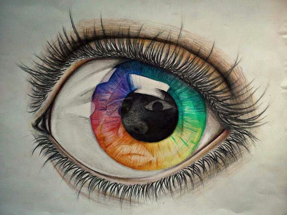 960x720 rainbow eye colored pencil drawing colored pencil drawings eye - Eye Color Pencil Drawing
