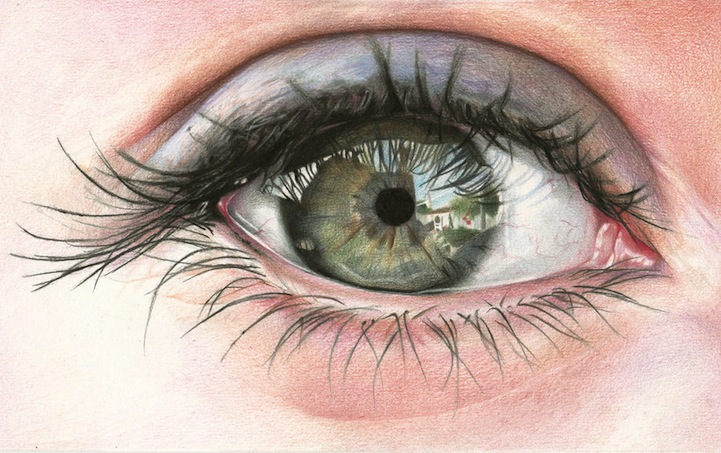 721x453 Beautifully Photorealistic Colored Pencil Drawings - Eye Color Pencil Drawing