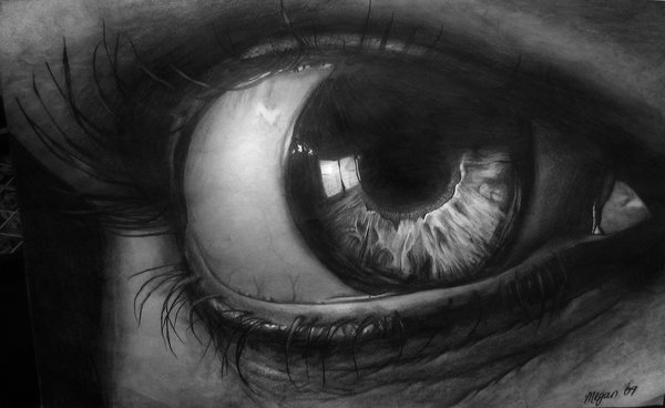 600x368 Beautiful And Realistic Pencil Drawings Of Eyes World Of Arts - Eye Drawing Black And White