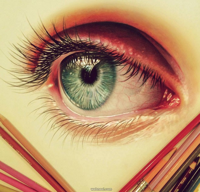 660x632 Eye Color Pencil Drawing - Eye Drawing Color