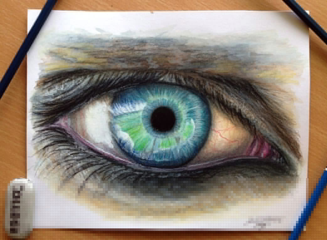 1043x765 Eye Realistic Beginner Drawing Color Pencil - Eye Drawing Color