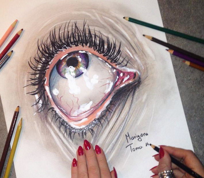 710x620 Color Efect Eye Drawing - Eye Drawing Color