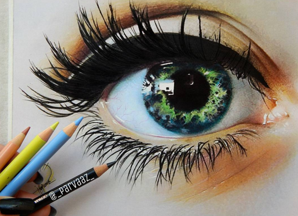 589x426 Stunning Colored Pencils Drawing Works - Eye Drawing Color