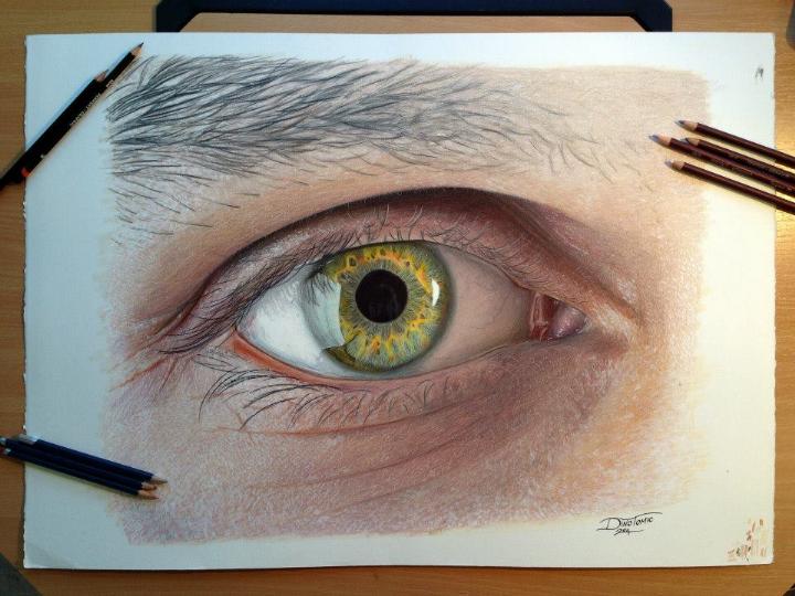 720x540 Dino Tomic Eye Color Pencil Drawing Study Feather Of Me - Eye Drawing Color