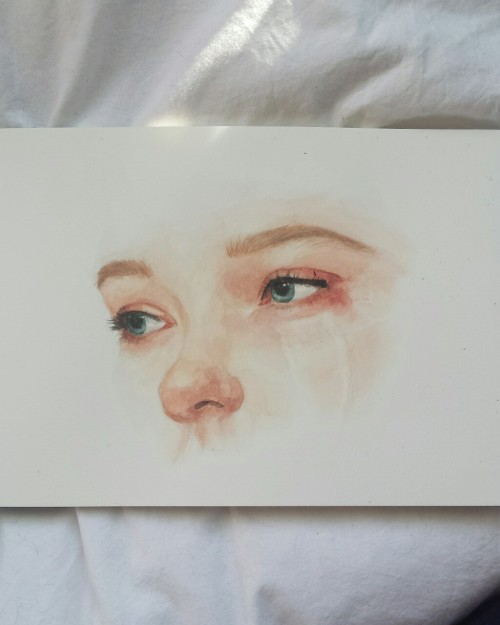 500x625 Drawing Illustration Art Eyes Painting Portrait Blue Eyes Crying - Eye Drawing Tumblr