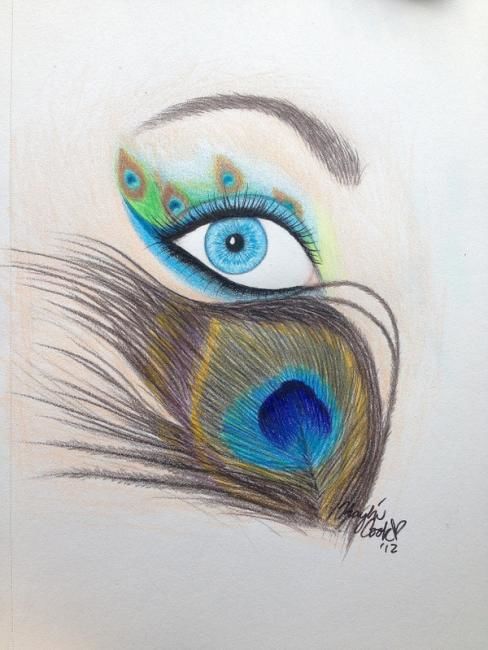488x650 Peacock Feather Eye Makeup Drawing - Eye Makeup Drawing