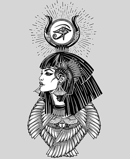 449x550 egyptian goddess with eye of horus, ankh feathers posters - Eye Of Horus Drawing