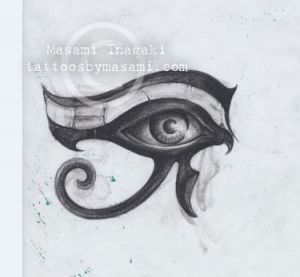 300x277 beautiful grey ink horus eye tattoo design - Eye Of Horus Drawing