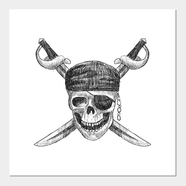 630x630 hand drawn pirate skull swords eye patch t shirt - Eye Patch Drawing