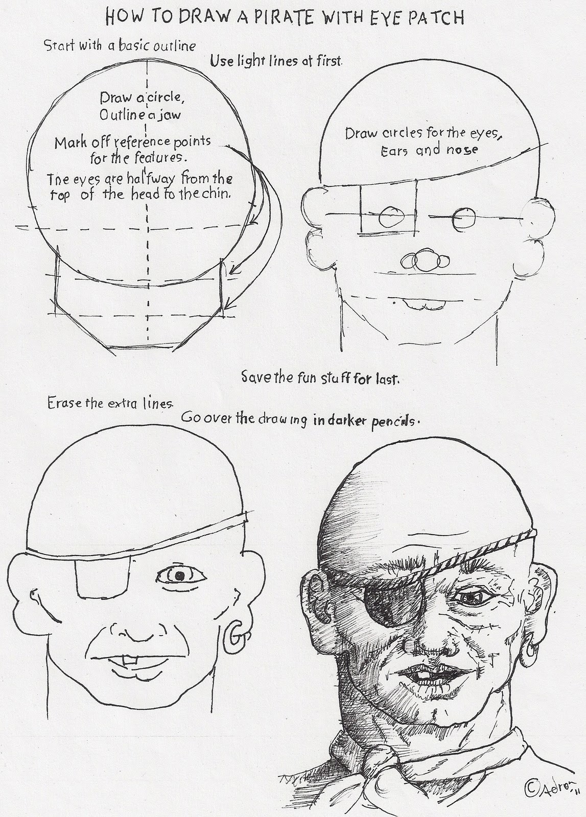 1147x1600 How To Draw Worksheets For The Young Artist How To Draw A Pirate - Eye Patch Drawing