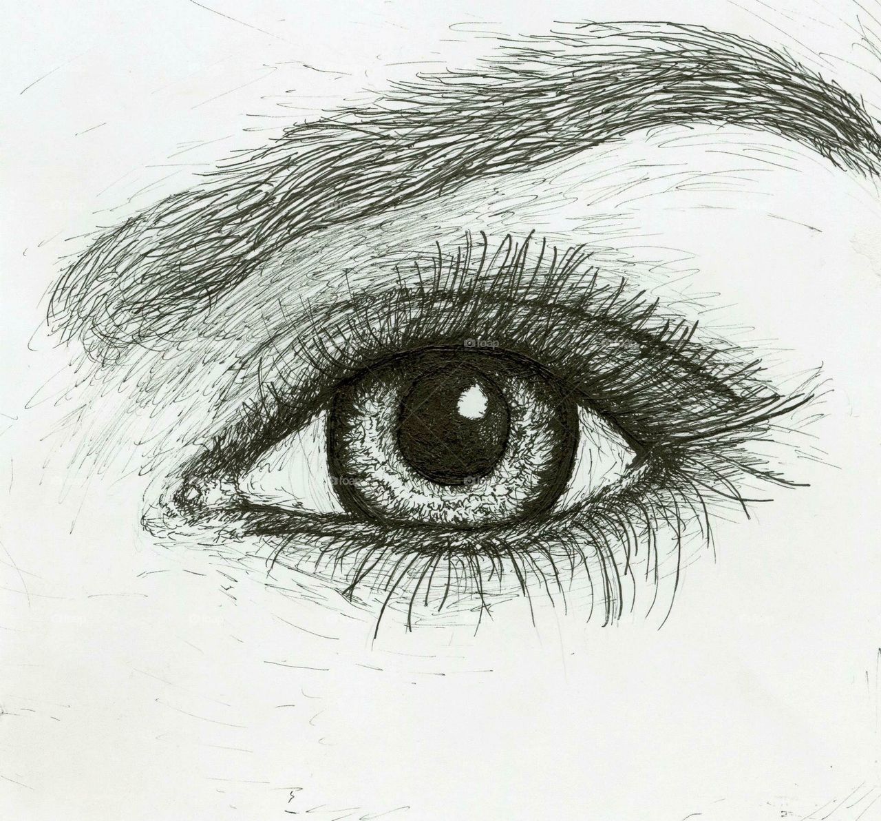 1280x1192 drawing on eye pen stippling stock photo - Eye Pen Drawing