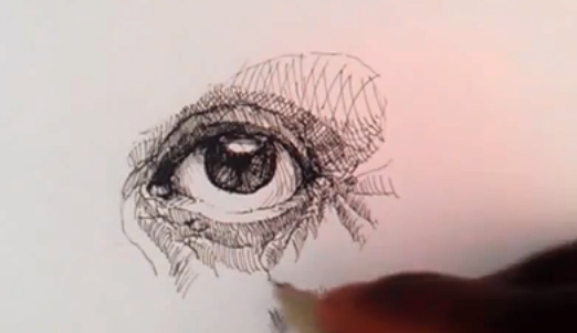 522x301 How To Draw Eye With Pen - Eye Pen Drawing