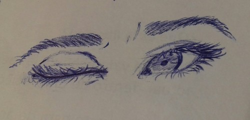 500x241 drawing, wink, eyes, pen discovered - Eye Pen Drawing