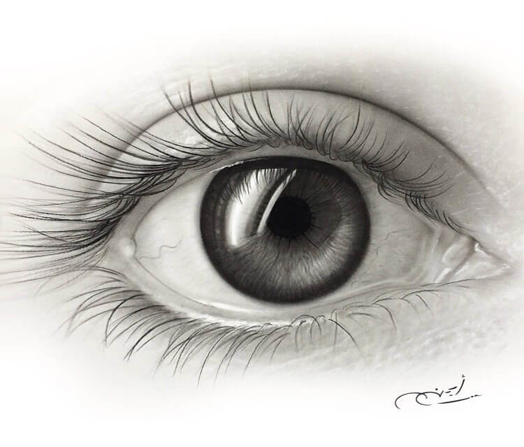 750x640 Black And Gray Eye Drawing - Eye Picture Drawing