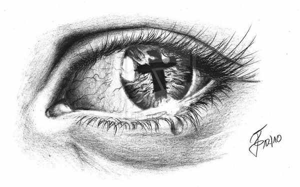 600x374 Eye Tattoo With Cross Reflection Ink I Like Religious Tattoos - Eye Tattoo Drawing
