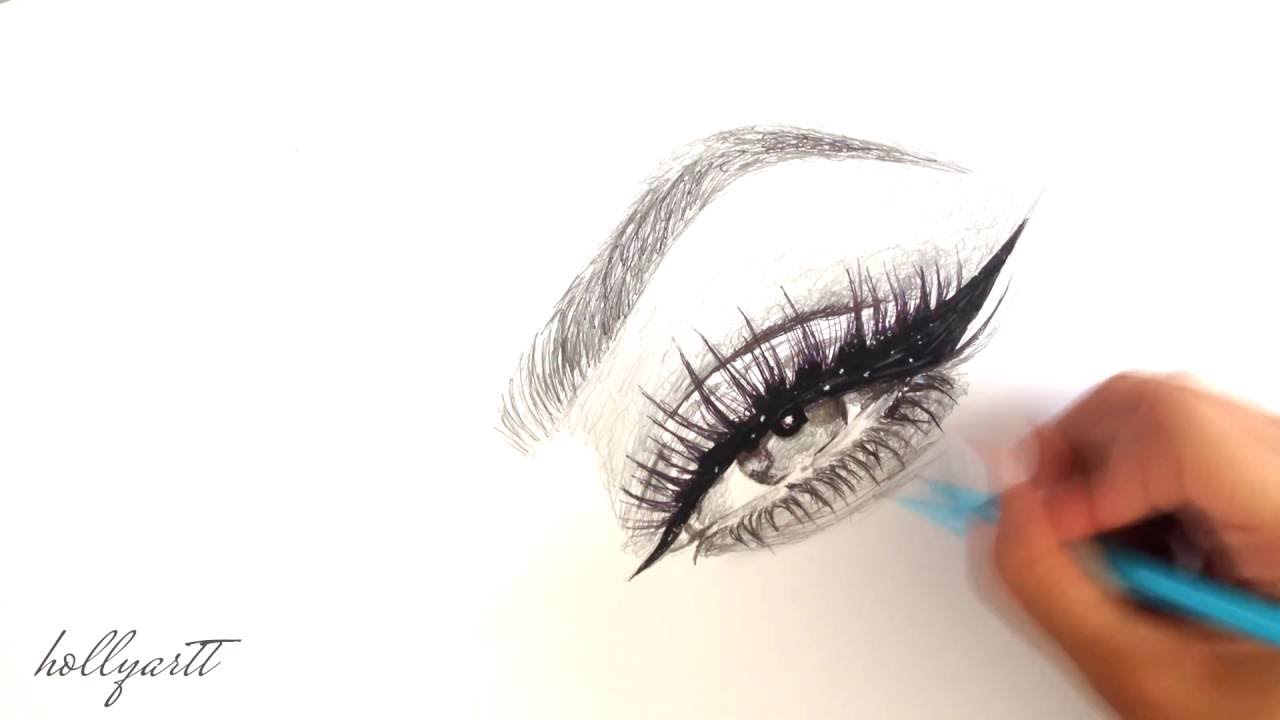 1280x720 Winged Eyeliner Drawing - Eye With Eyeliner Drawing