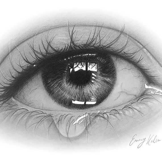 570x570 Eye Tear Drawing Black And White Printable Colored - Eye With Tears Drawing