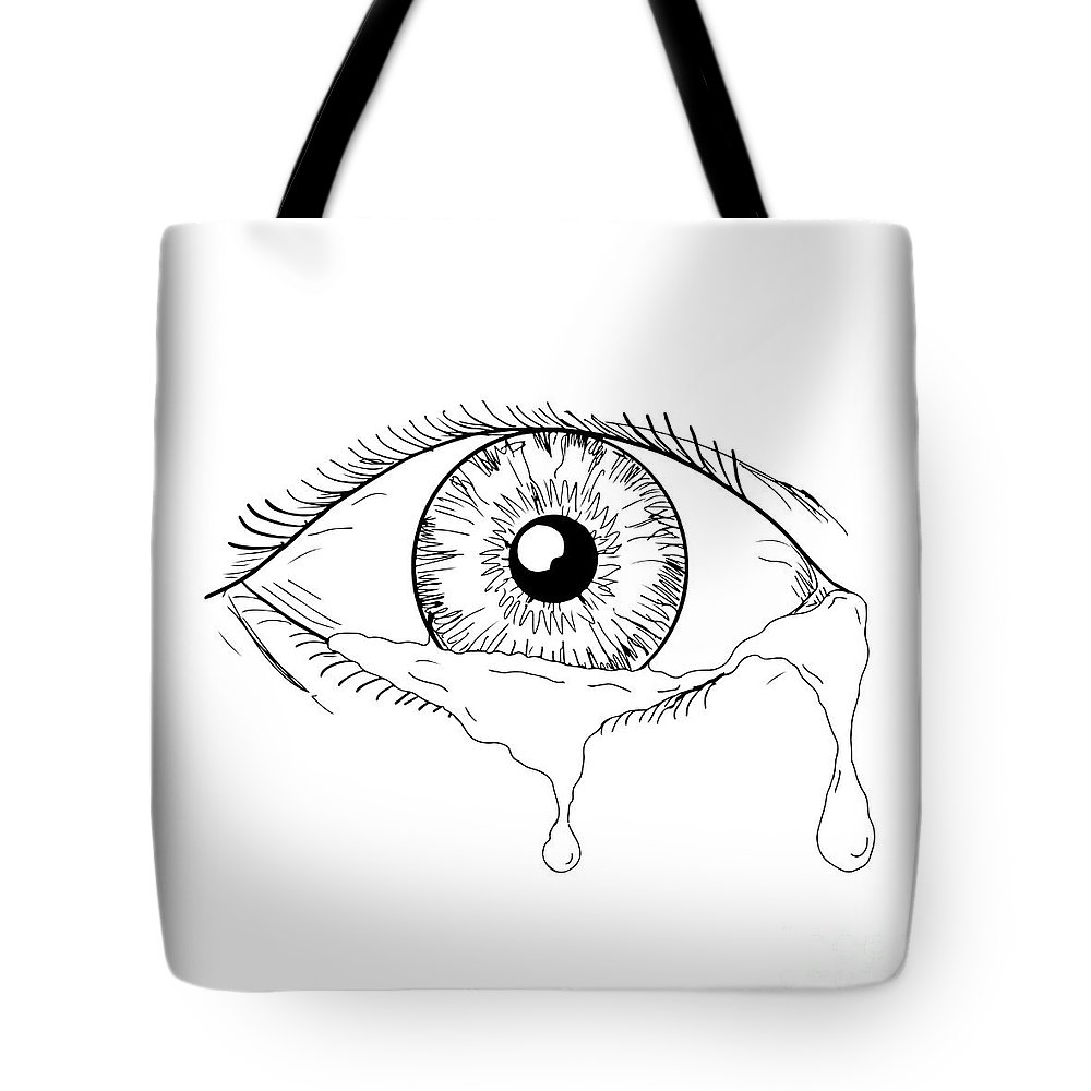1000x1000 Human Eye Crying Tears Flowing Drawing Tote Bag For Sale - Eye With Tears Drawing
