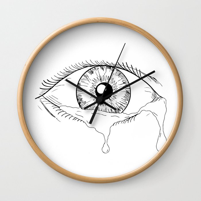 700x700 Human Eye Crying Tears Flowing Drawing Wall Clock - Eye With Tears Drawing
