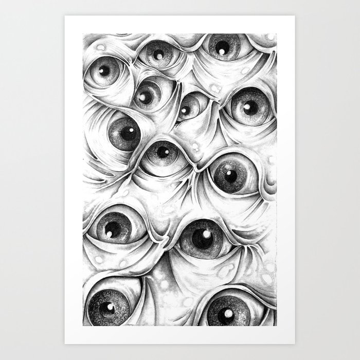 700x700 trippy abstract eyeball drawing art print - Eyeball Drawing