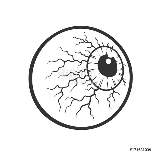500x500 cartoon bloody eyeball, halloween concept, vector illustration - Eyeball Drawing Images