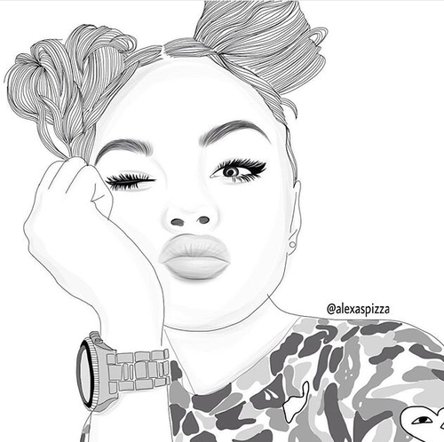 500x498 outline, space buns, eyebrows on fleek on we heart it - Eyebrows On Fleek Drawing