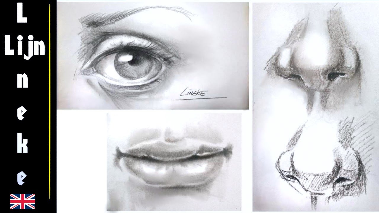 1280x720 Easy Eye Nose And Mouth For Beginners Pencil Drawing - Eyes And Lips Drawing