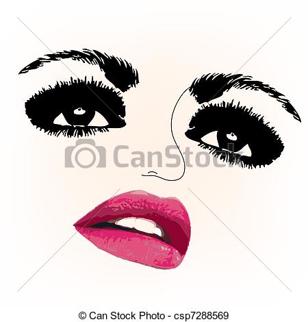 450x470 woman face eyes vector illustration woman face eyes, lips - Eyes And Lips Drawing