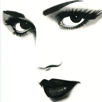 354x354 Sad Eyes Woman Original Art Pencil From Elizavellaart On Etsy - Eyes And Lips Drawing