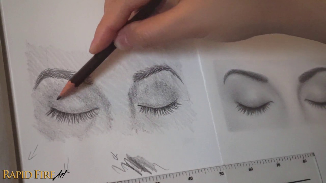 1280x720 How To Draw Closed Eyes - Eyes Looking Down Drawing