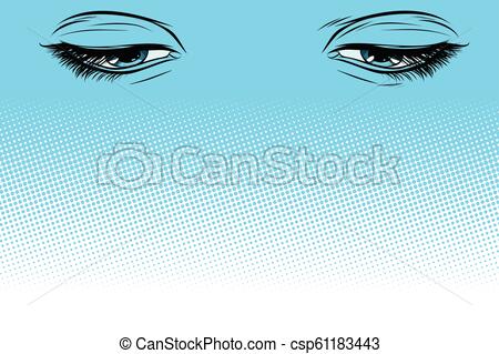 450x319 Women Eyes Look Down Pop Art Retro Vector Illustration Vintage - Eyes Looking Up Drawing
