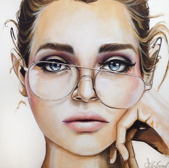 554x550 Girl Drawing - Eyes With Glasses Drawing