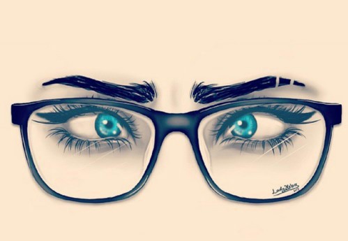 499x345 Blue Eyes With Glasses Discovered - Eyes With Glasses Drawing