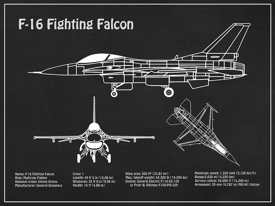 900x675 F Fighting Falcon - F 16 Drawing