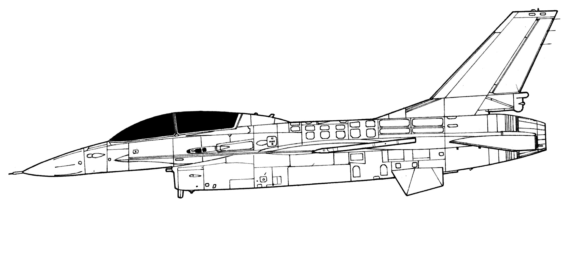 F Fighting Falcon Blueprint - F 16 Drawing. 