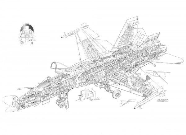 600x434 Prints Of Mcdonnell Douglas Fa Hornet Australian Cutaway - F 18 Drawing