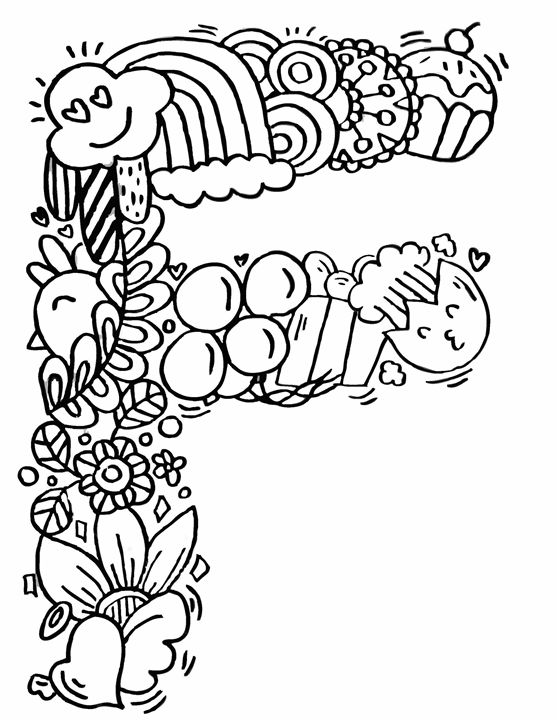 557x720 Alphabet F Doodle Art - F Drawing