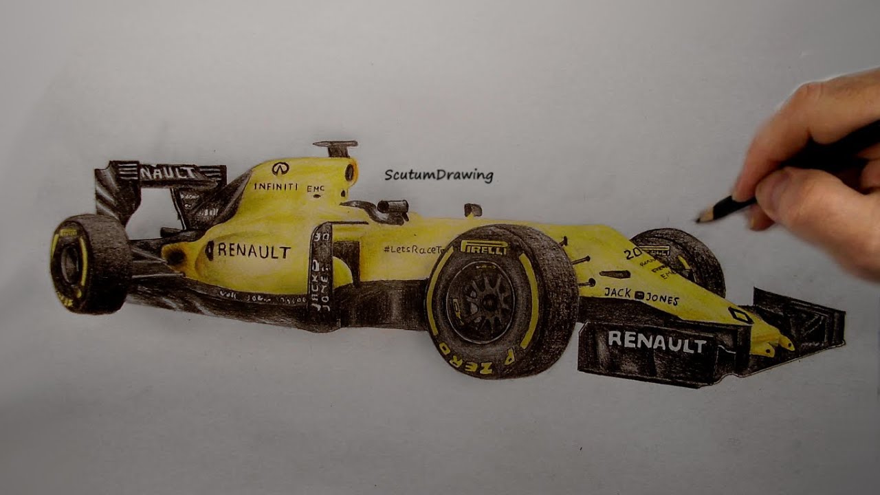 1280x720 Renault R S - F1 Car Drawing