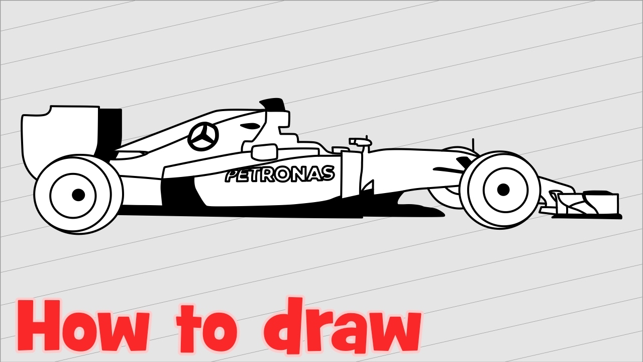 1280x720 Drawing Car Mercedes Amg Petronas - F1 Car Drawing